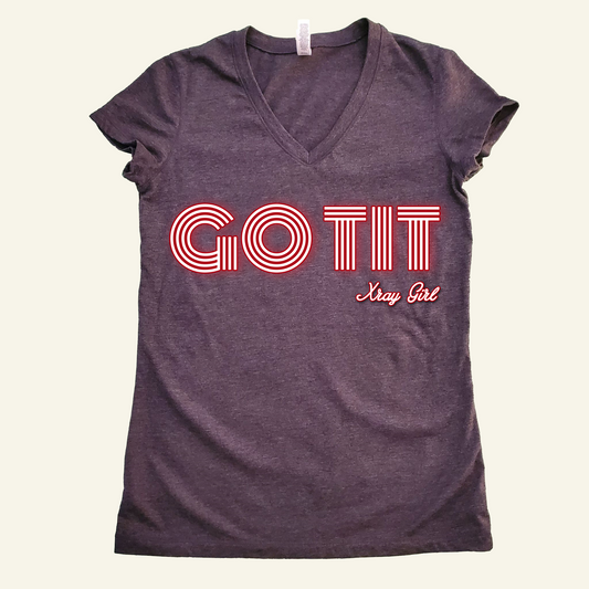 Xray Girl's "Go Tit" V-Neck Tee