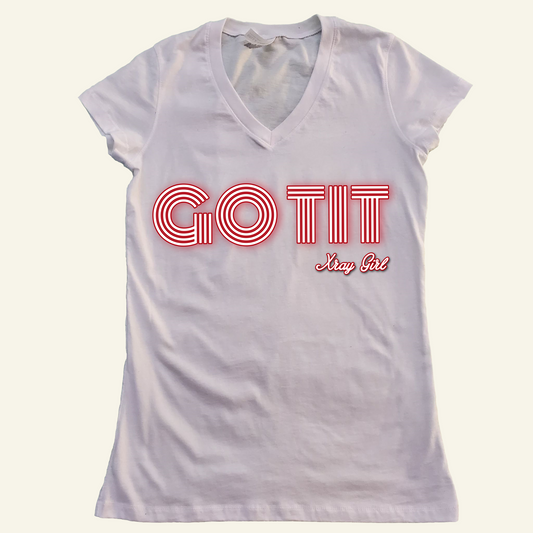 Xray Girl's "Go Tit" V-Neck Tee