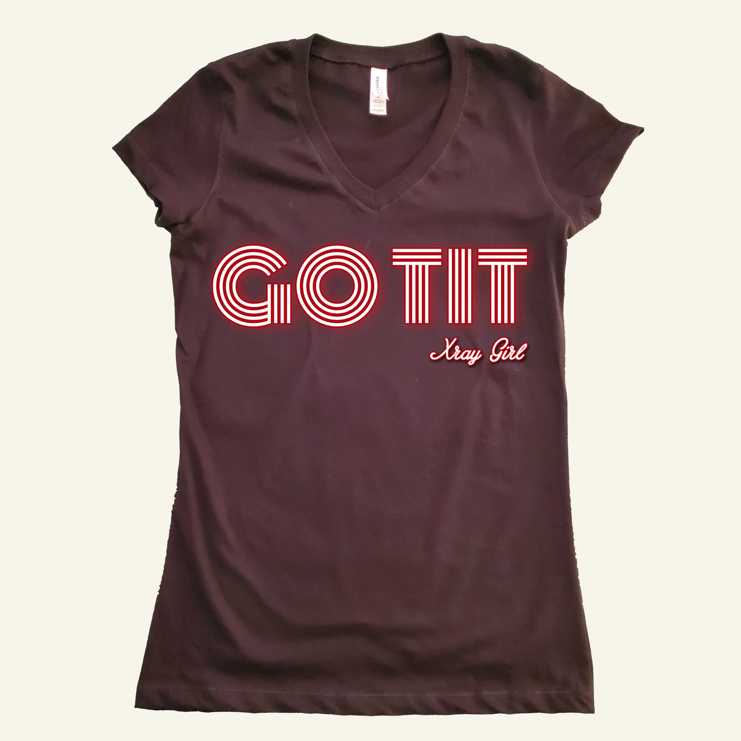 Xray Girl's "Go Tit" V-Neck Tee